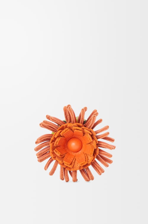 LOEWE Cactus stud flower in classic calfskin Green/Coral plp_rd