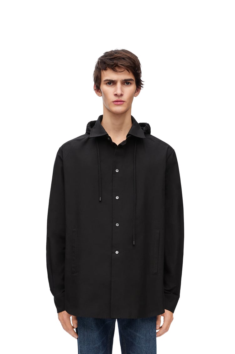 LOEWE Sobrecamisa con capucha en algodón Negro