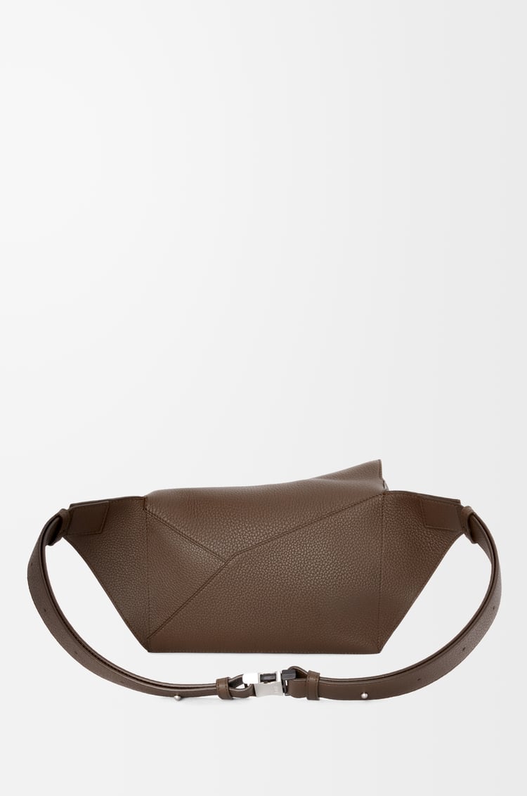 LOEWE Small Puzzle bumbag in grained calfskin Dark Cigar