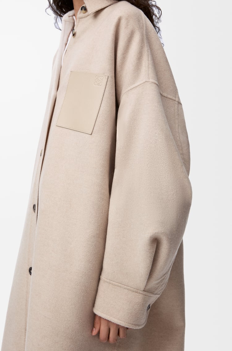 LOEWE Coat in wool and cashmere Sandstone/White