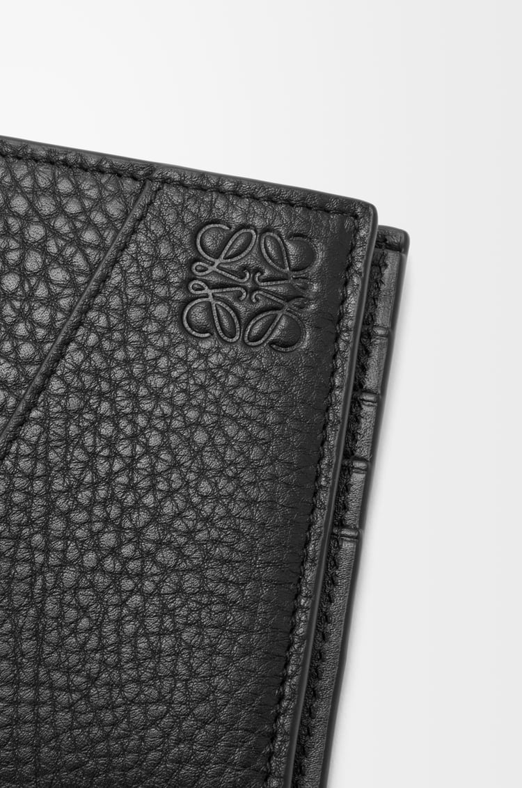 LOEWE 柔軟粒面小牛皮 Puzzle 雙摺硬幣錢包 黑色