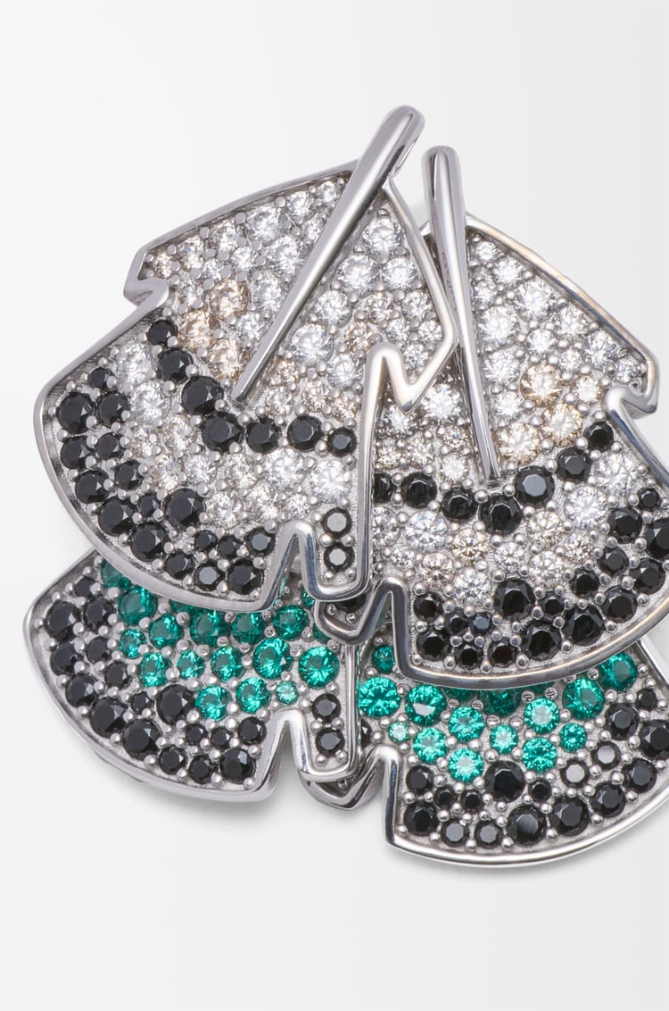 LOEWE Feather earrings in sterling silver and crystals Silver/White