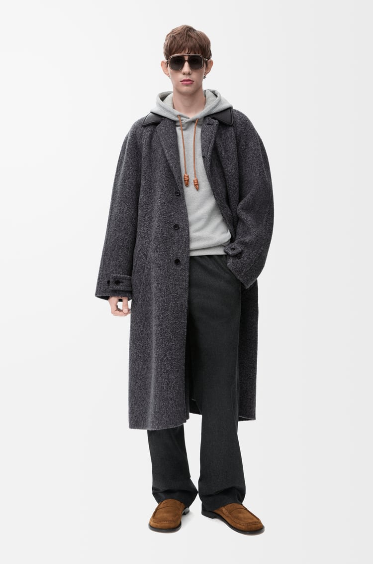 LOEWE 羊毛和喀什米爾混紡大衣 炭灰色