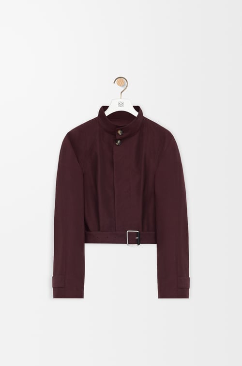 LOEWE Kurzer Trenchcoat aus Baumwollmischung Burgunderrot