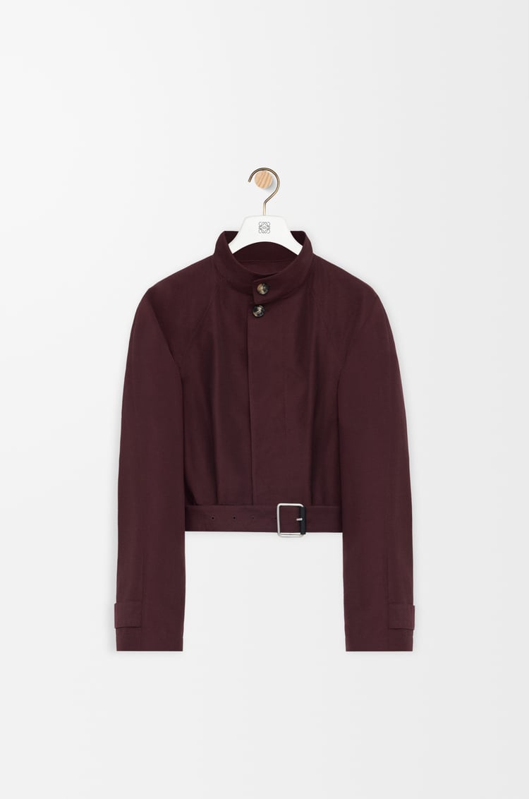 LOEWE Gabardina corta en mezcla de algodón Burdeos