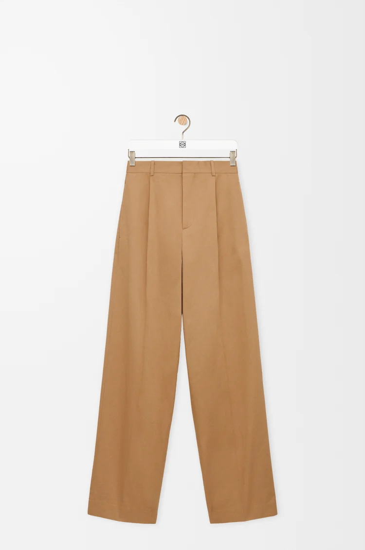 LOEWE 棉质阔腿裤 杏仁色