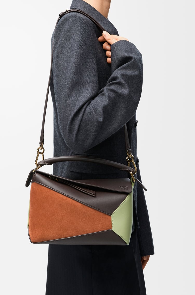 LOEWE パズルバッグ スモール（クラシックカーフ&スエード） チョコレート/タン