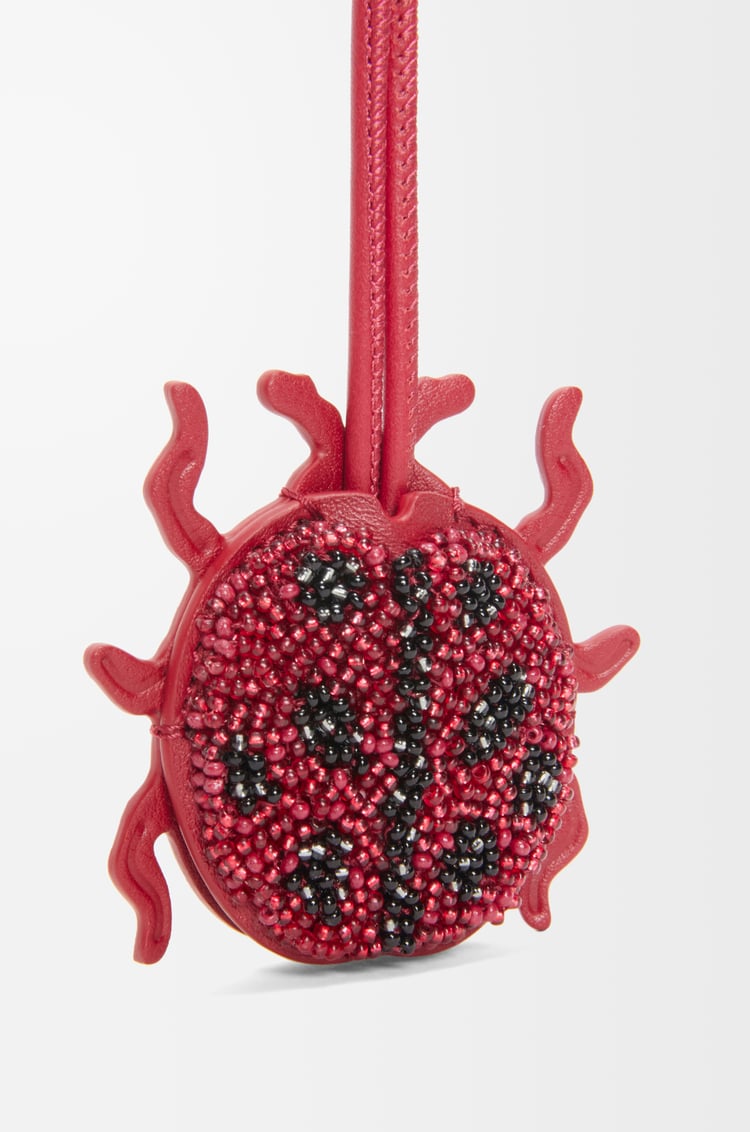 LOEWE Llavero con charm Ladybug en piel con cuentas Rojo Rubí