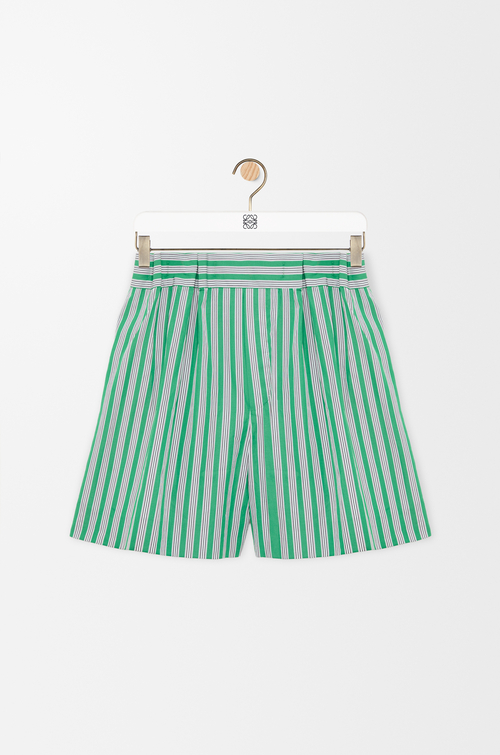 LOEWE Pantalón corto en algodón Verde/Blanco
