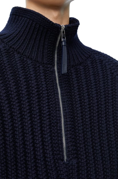 LOEWE Zip-up sweater in wool Navy Blue plp_rd