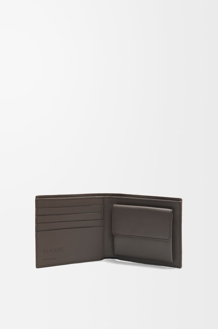 LOEWE Cartera con dos pliegues y monedero Puzzle en piel de ternera Gris Oscuro