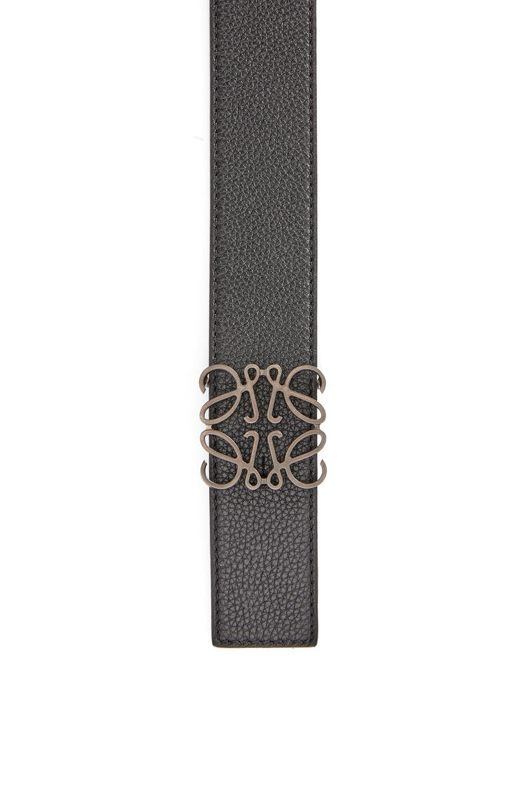 LOEWE Anagram belt in soft grained calfskin and brass Black/Khaki Green/Black