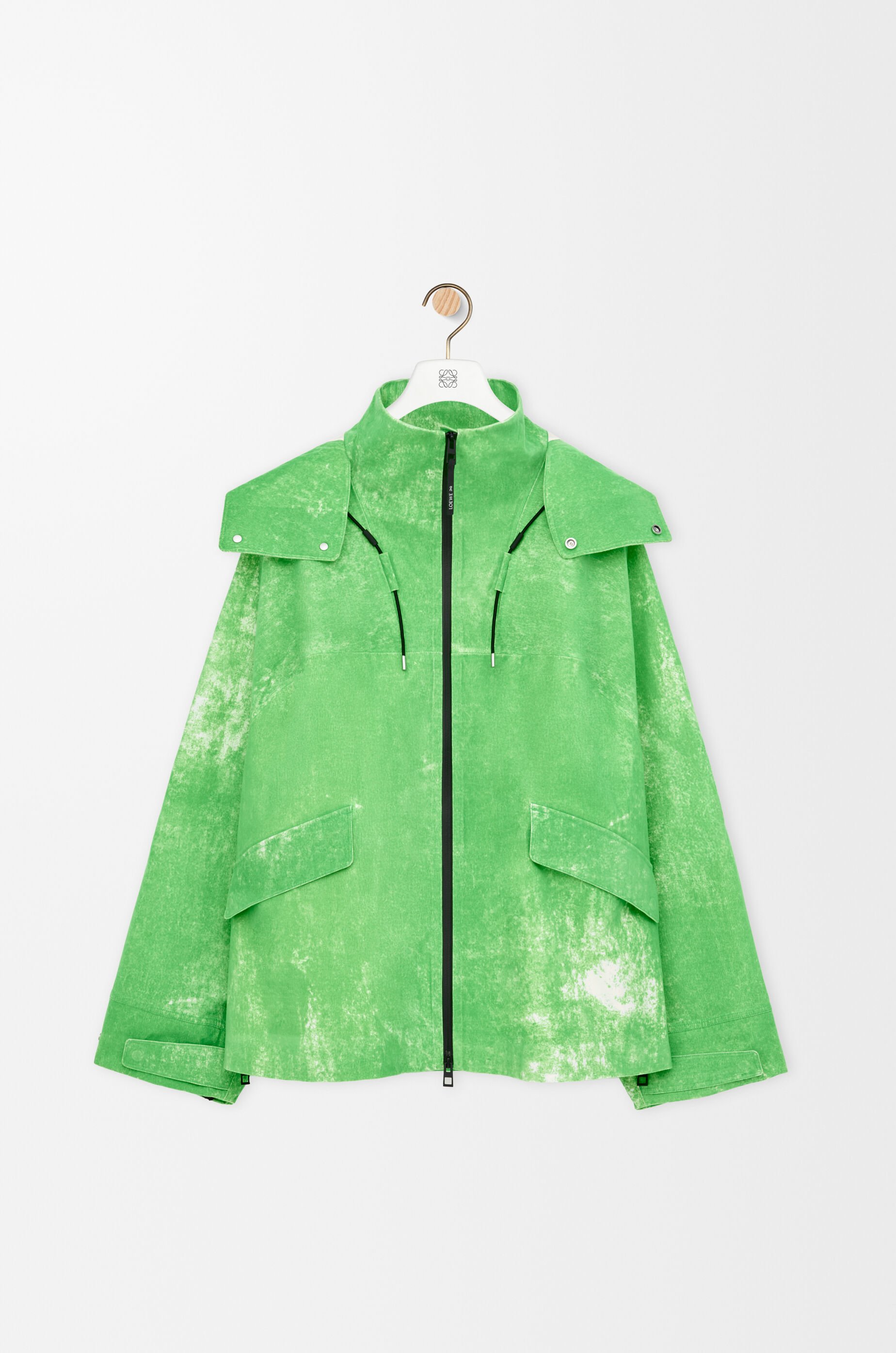 Jacket in flocked technical shell Green - LOEWE