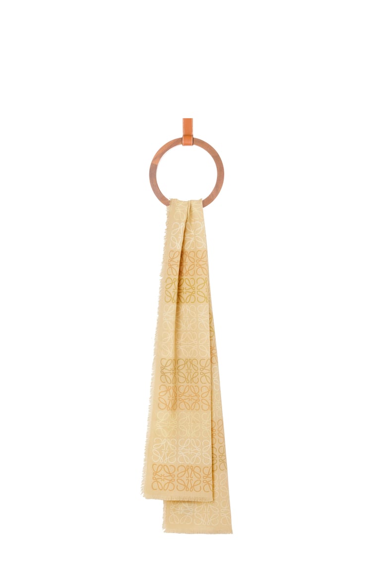 LOEWE Anagram scarf in wool, silk and cashmere Beige/Sand