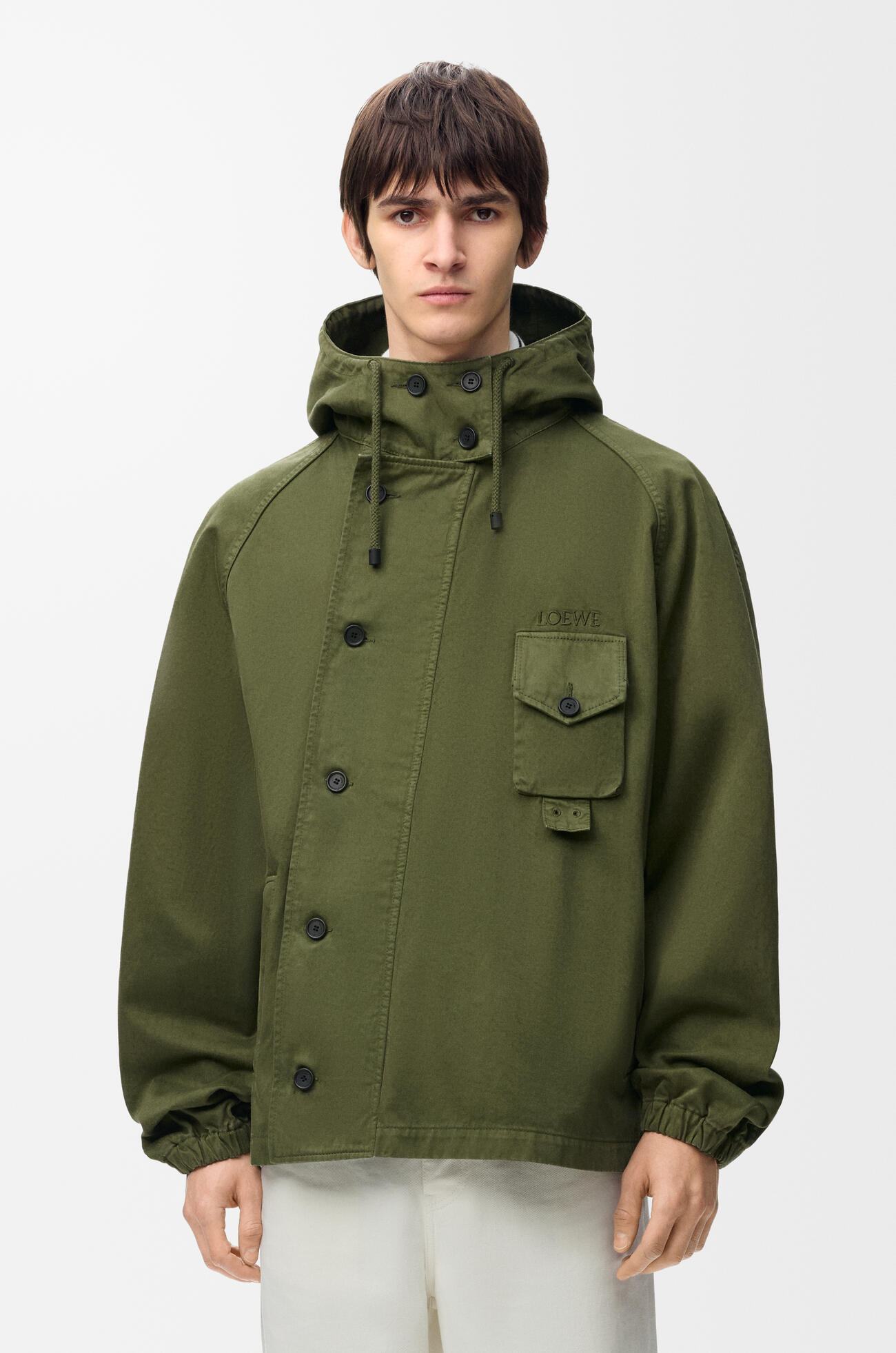 LOEWE Short parka in cotton Khaki Green