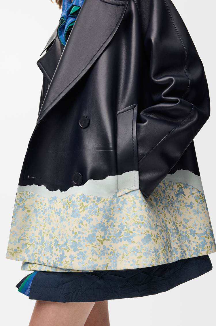 LOEWE Abrigo marinero en piel napa de cordero Azul Marino Oscuro