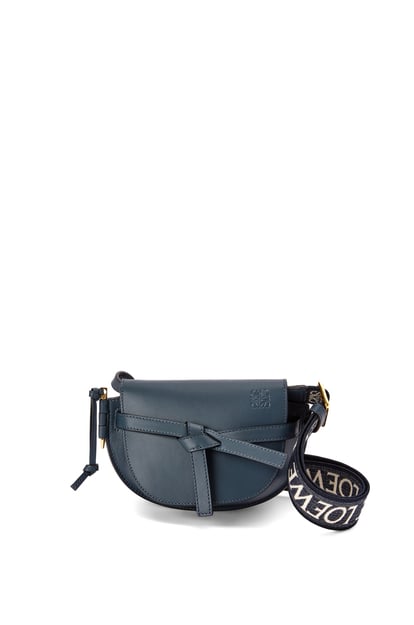 LOEWE Mini Gate Dual bag in soft calfskin and jacquard 瑪瑙藍