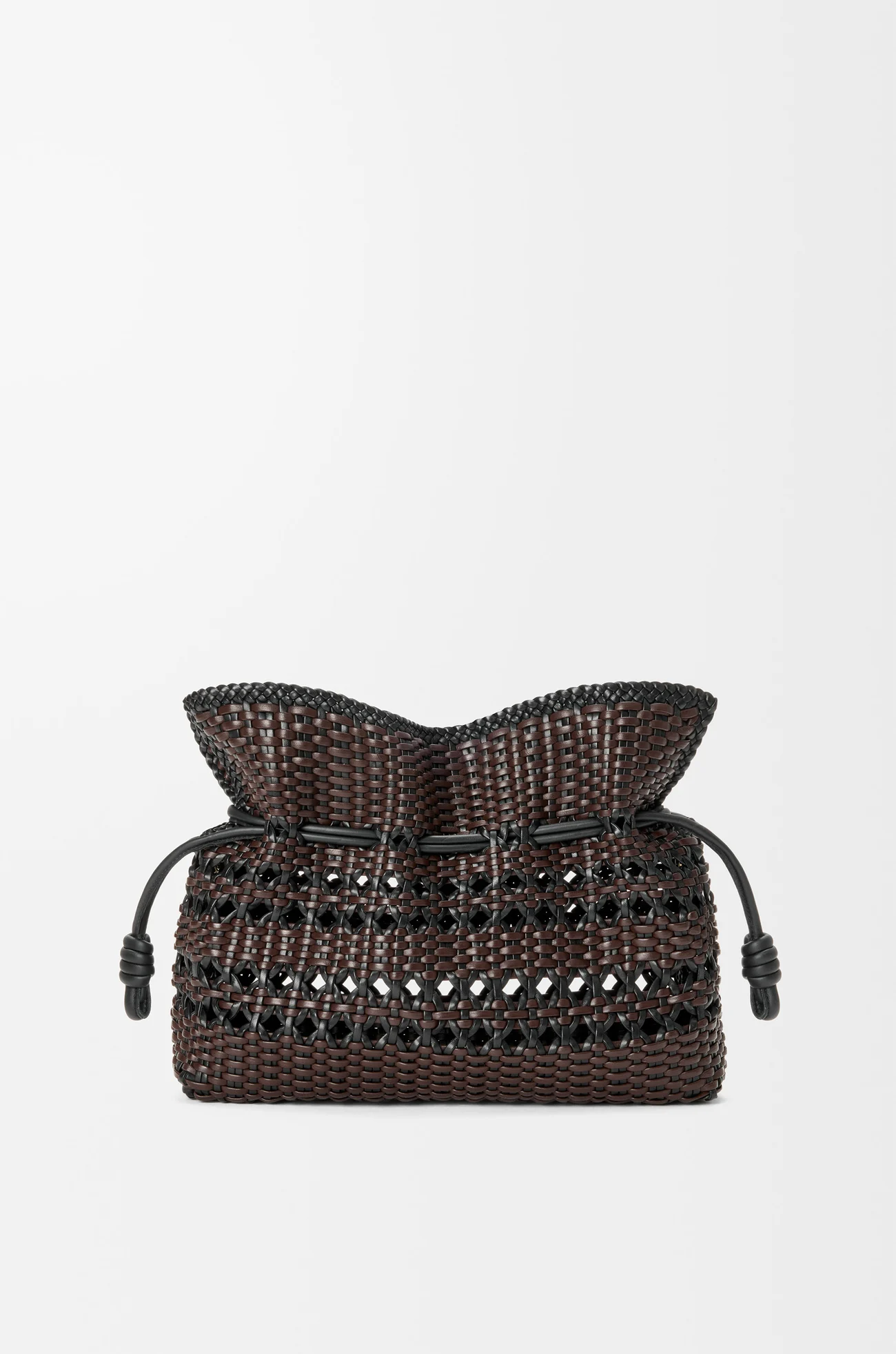 LOEWE Medium Flamenco clutch in woven nappa calfskin Black/Brown