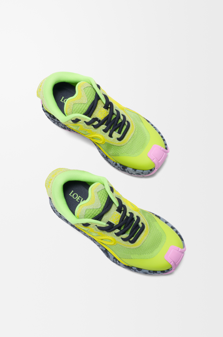 LOEWE Zapatilla Pogo en punto técnico y ante Verde/Amarillo/Negro
