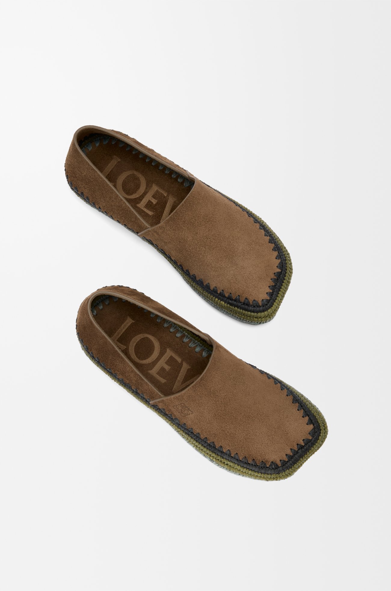 LOEWE Slipper Rio en ante y rafia Marrón