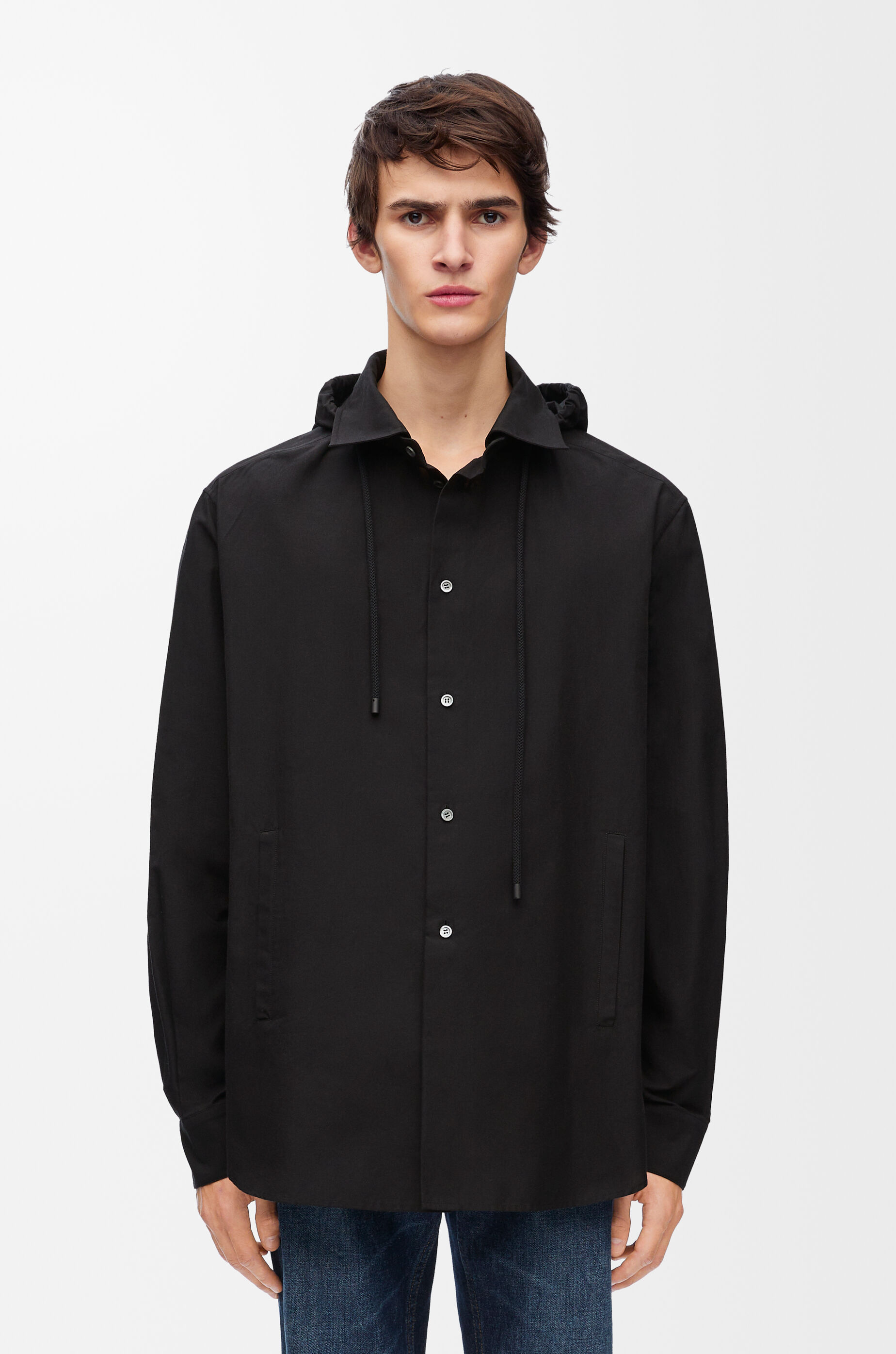 Hooded overshirt in cotton Black - LOEWE