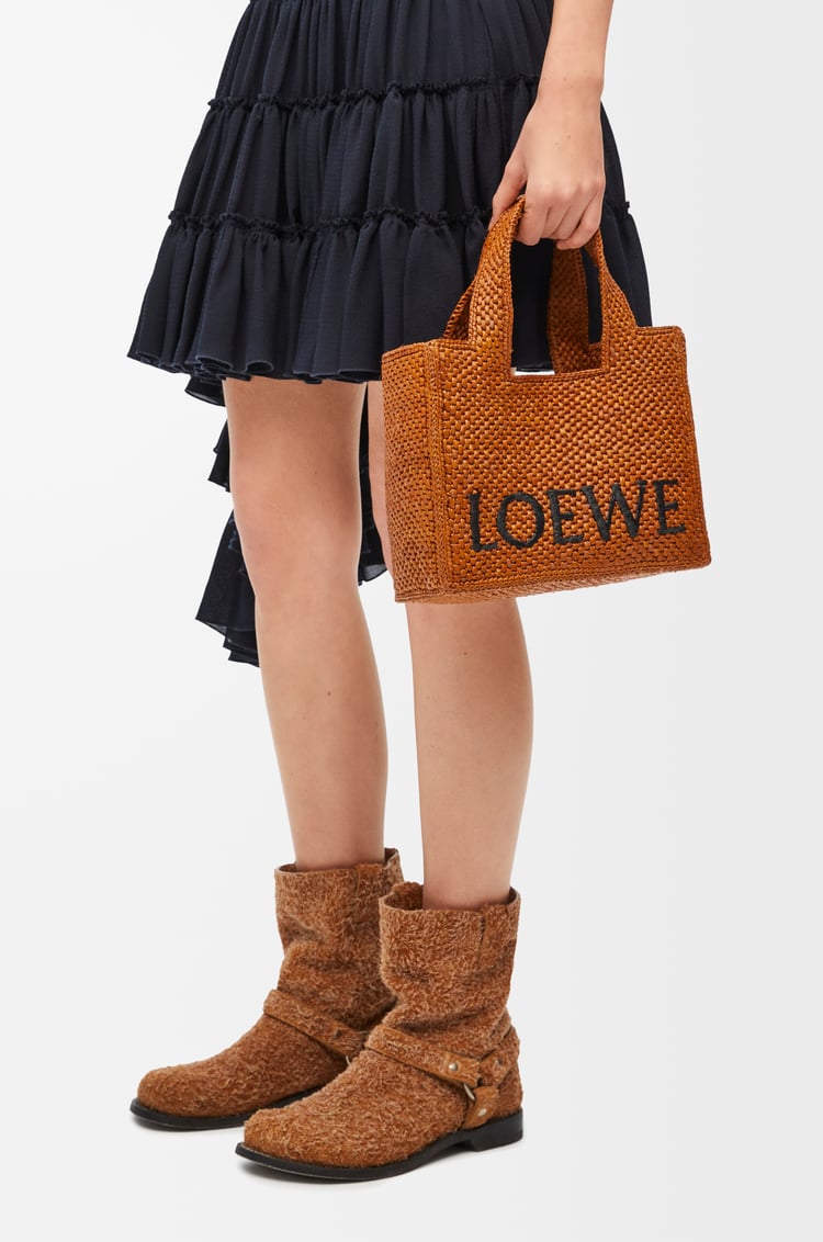 LOEWE Bolso LOEWE Font Tote pequeño en rafia Dorado Miel