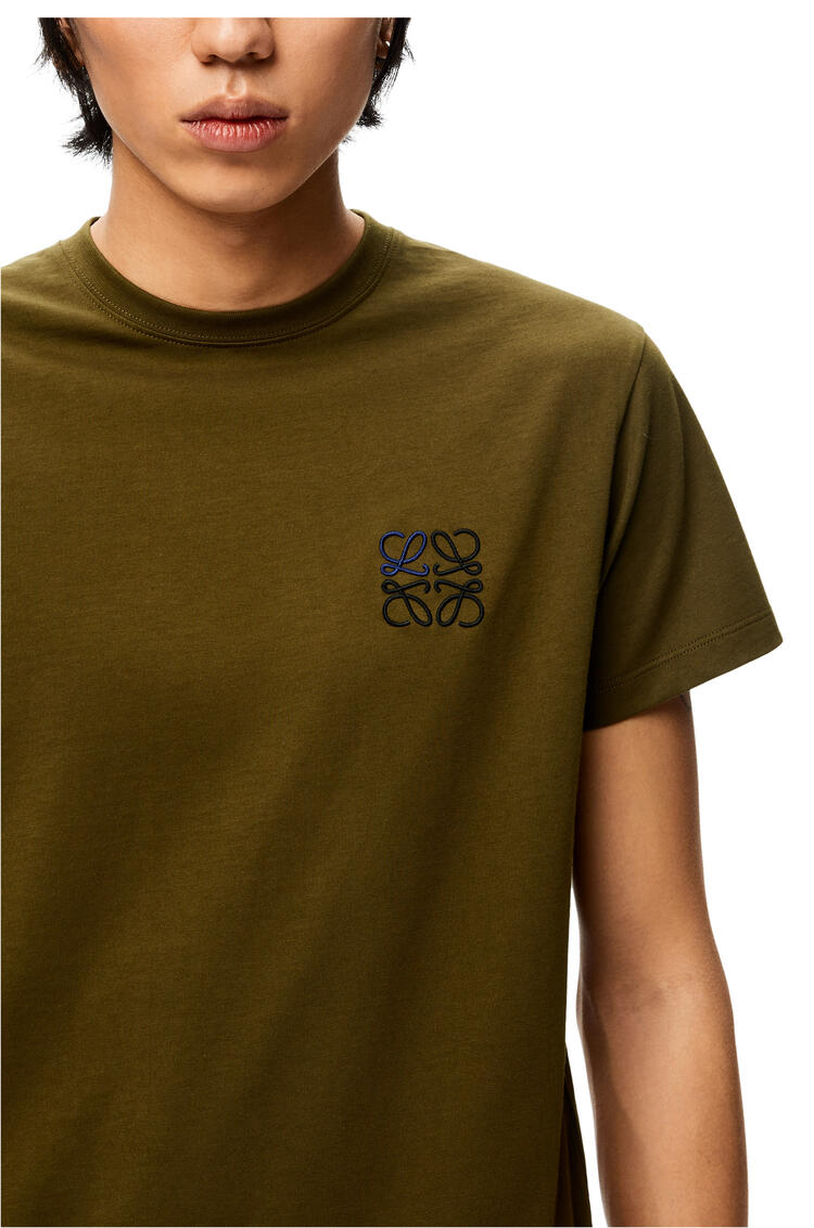 LOEWE Camiseta en algodón con anagrama Verde Khaki Oscuro
