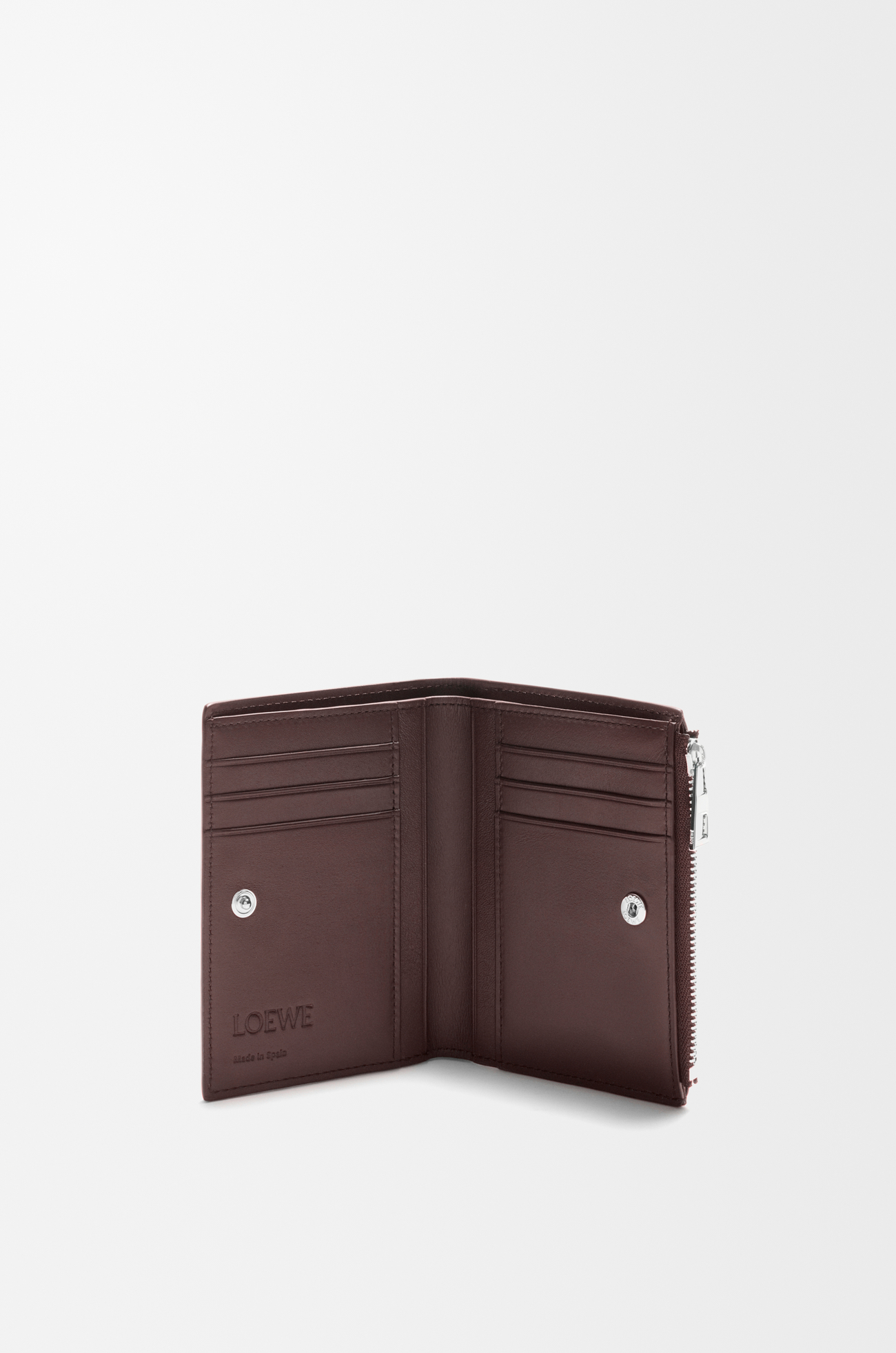 LOEWE Slim compact wallet in deerskin Oxblood