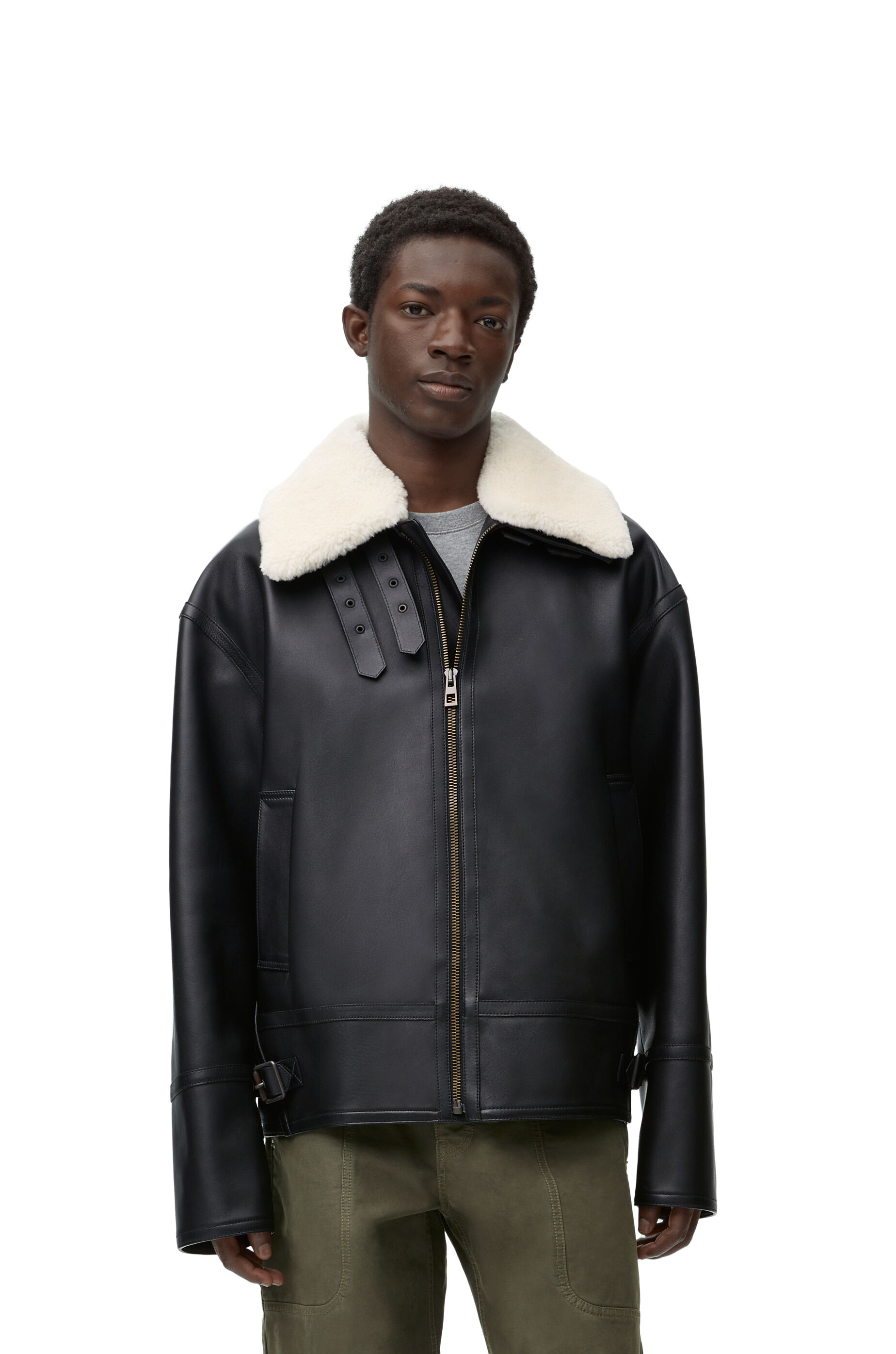 4bidden aviator faux shearling jacket top
