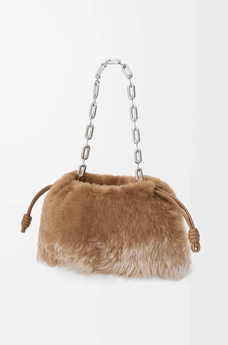 LOEWE Flamenco purse moyen en peau lainée effet dégradé Camel