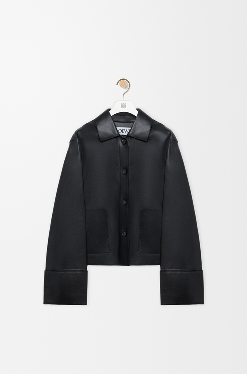 LOEWE Chaqueta con dobladillo en piel napa de cordero Negro