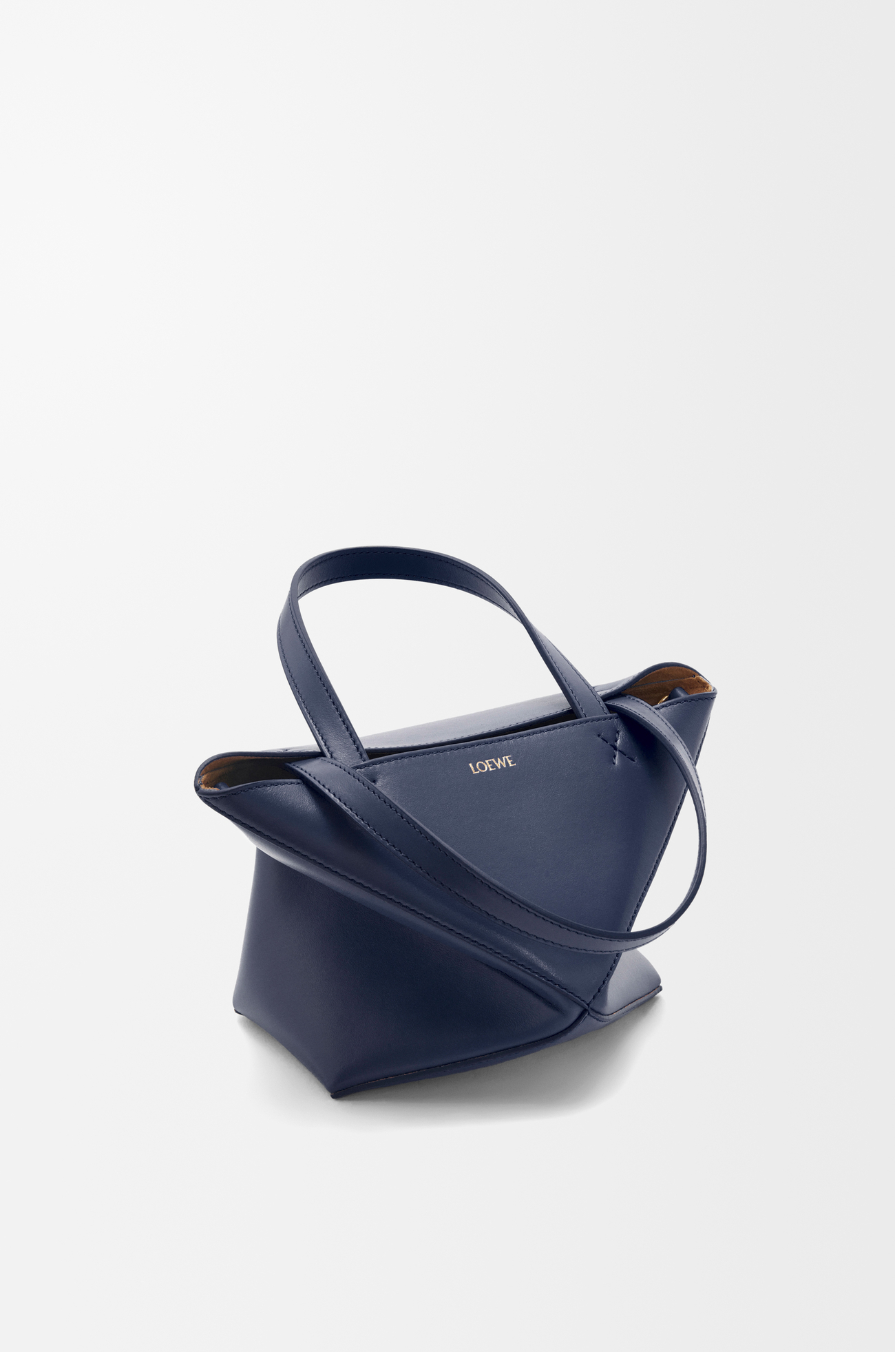 LOEWE Bolso Puzzle Fold tote mini en piel de ternera Azul Abismo