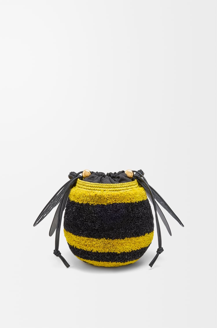 LOEWE Bolso capazo Bee en rafia y piel de ternera Amarillo/Negro
