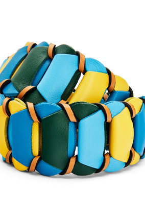 LOEWE Bandolera de círculos enlazados en piel de ternera clásica Azul Topacio/Amarillo plp_rd