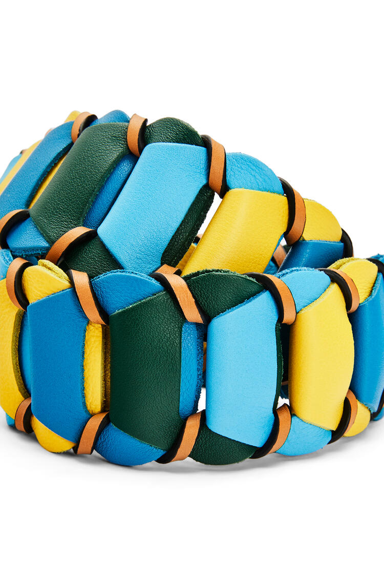 LOEWE Bandolera de círculos enlazados en piel de ternera clásica Azul Topacio/Amarillo