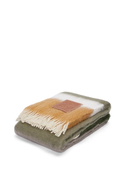 LOEWE Blanket in mohair and wool Avocado Green/Multicolor