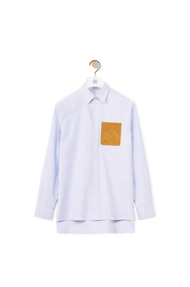 LOEWE Camisa en algodón de rayas con Anagrama Blanco/Azul pdp_rd