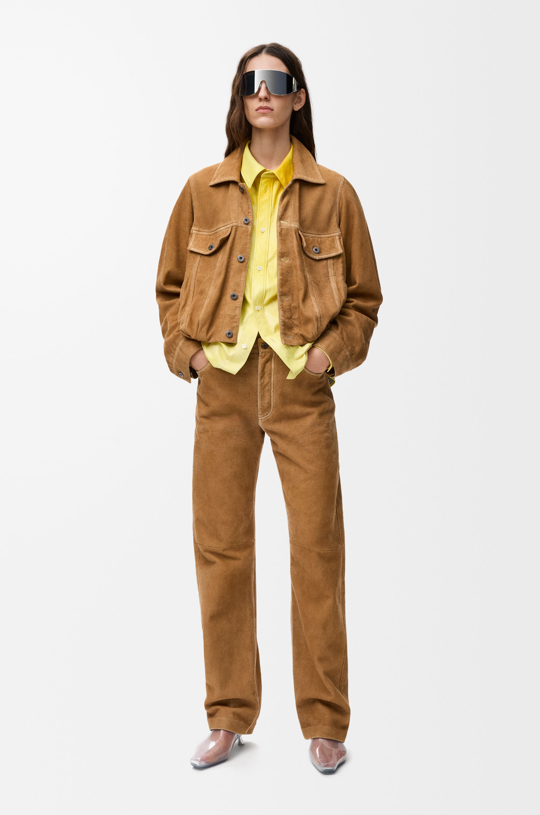 ジャケット・アウター Vintage Loewe fly front suede jacket Jacket in suede goatskin Beige - LOEWE USA Official Website
