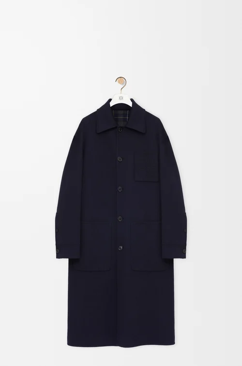 LOEWE Coat in wool and cashmere Navy/Grey