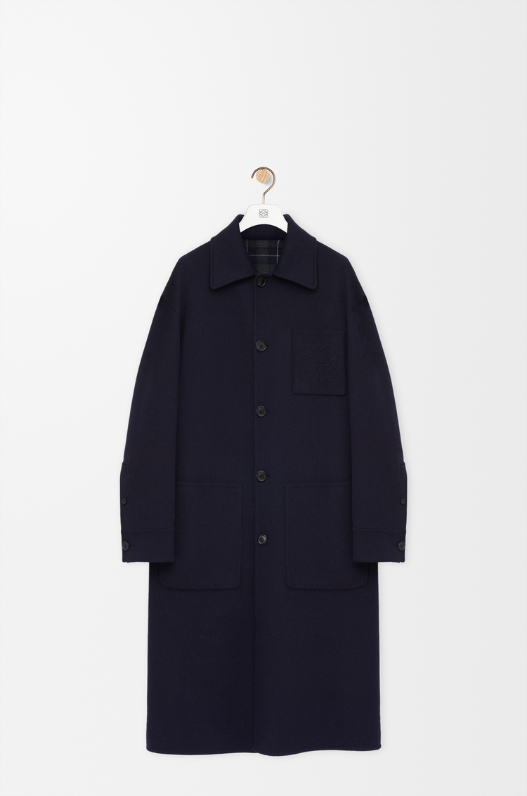 LOEWE Coat in wool and cashmere Navy/Grey