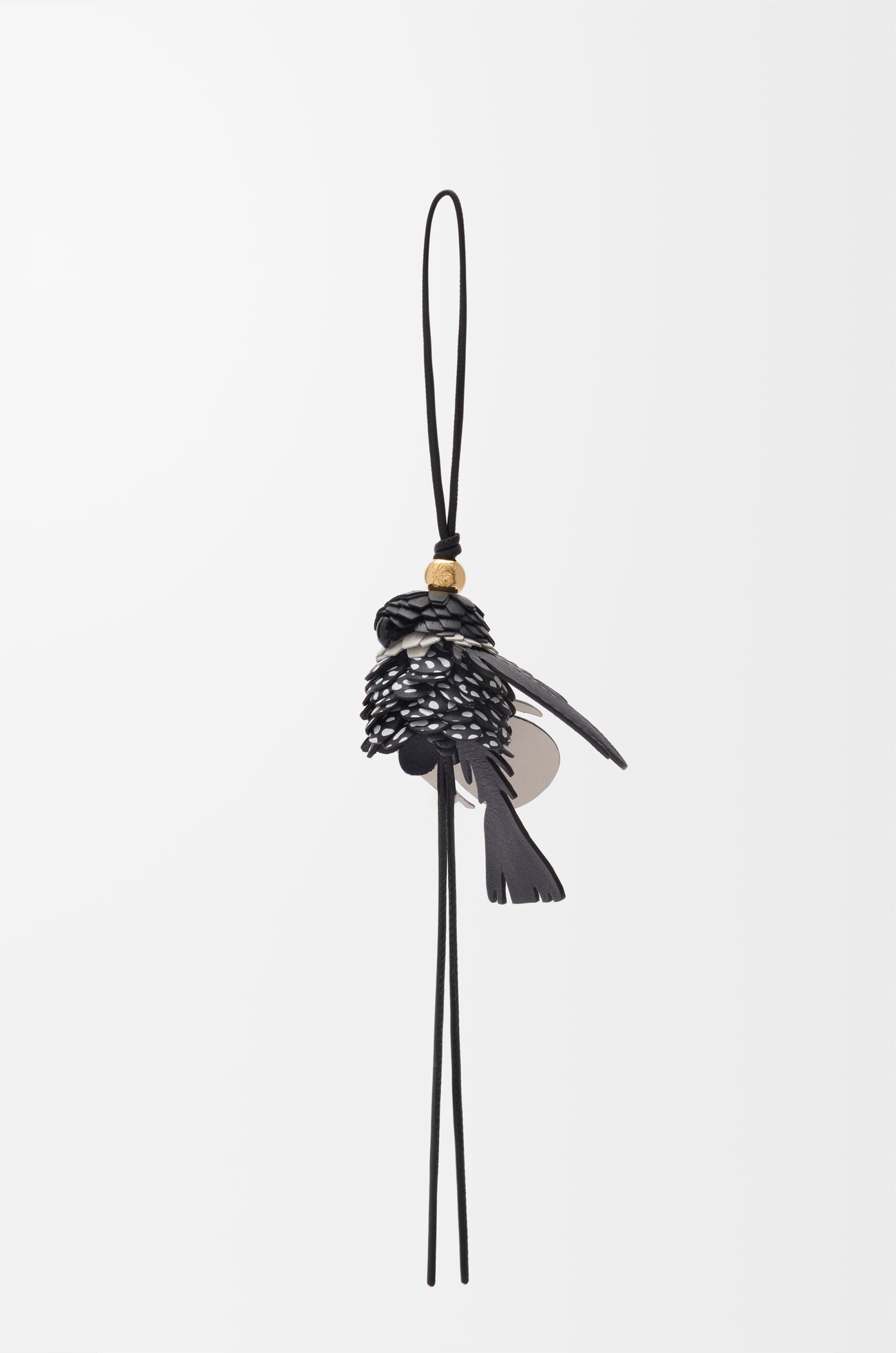 LOEWE Bird charm in classic calfskin Black/Soft White