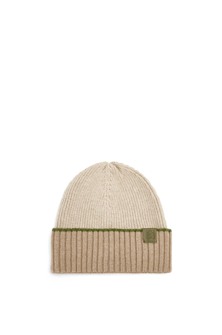 LOEWE 羊毛毛線帽 米色/綠色 pdp_rd