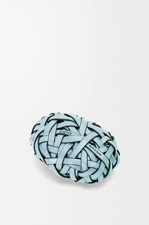 LOEWE Nest woven paperweight in stone and calfskin Light Blue