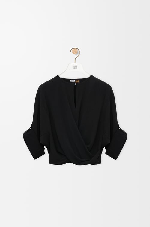 LOEWE 棉质和丝绸女式衬衫 黑色