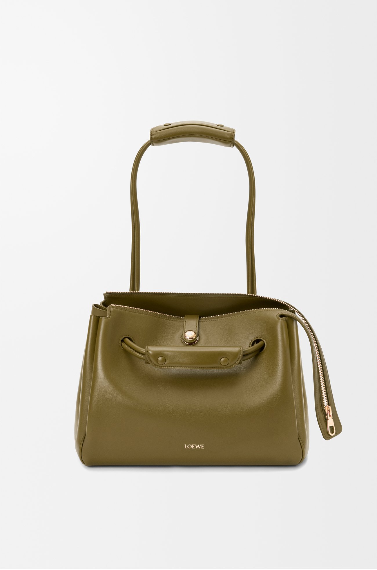 LOEWE 中型 Madrid 柔軟小牛皮包款 橄欖色