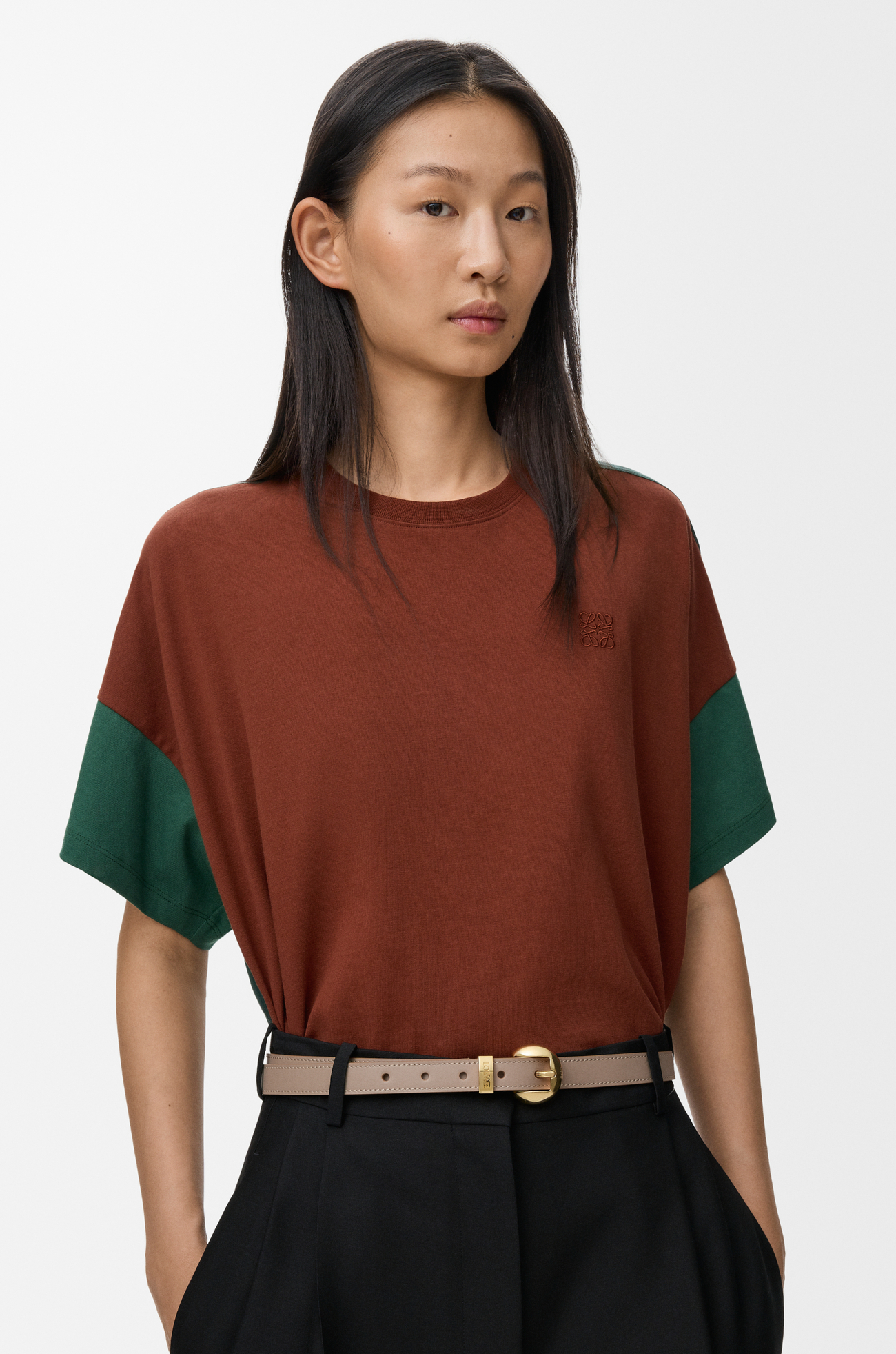 LOEWE Pebble belt in smooth calfskin Sand/Gold