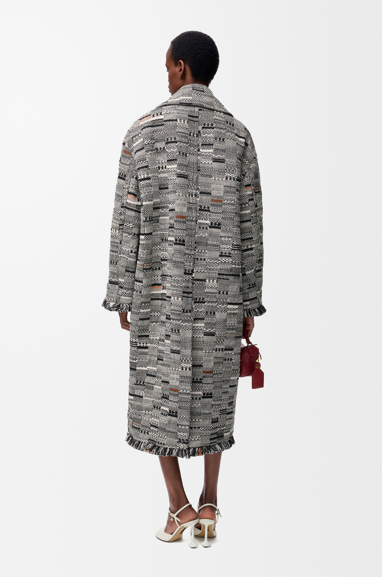LOEWE Coat in cotton jacquard Black/White