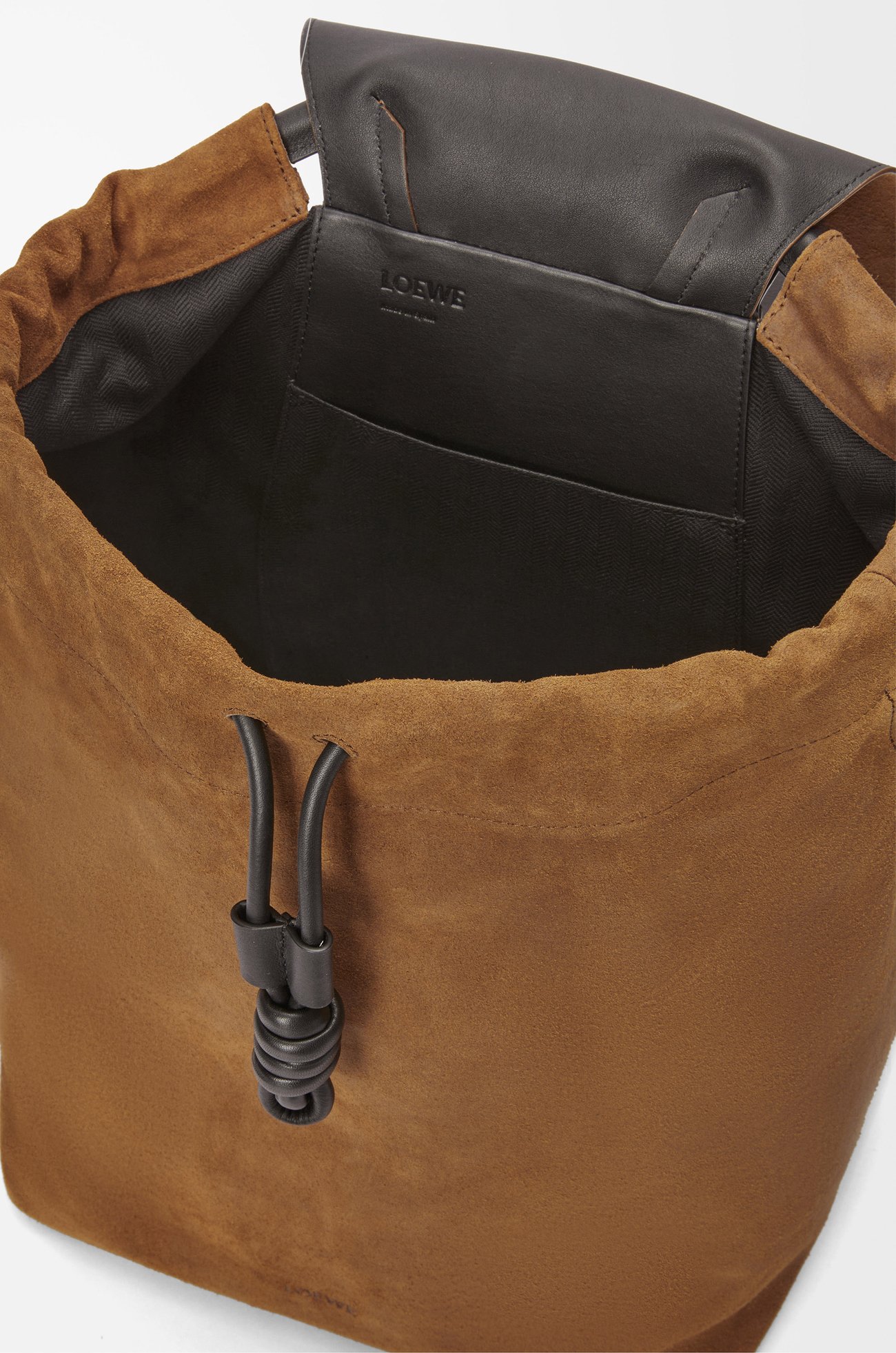 LOEWE Flamenco backpack in pressed suede Cognac