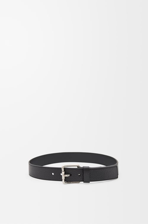 LOEWE Roller Curve belt in supple grained calfskin Black/Vintage Palladium
