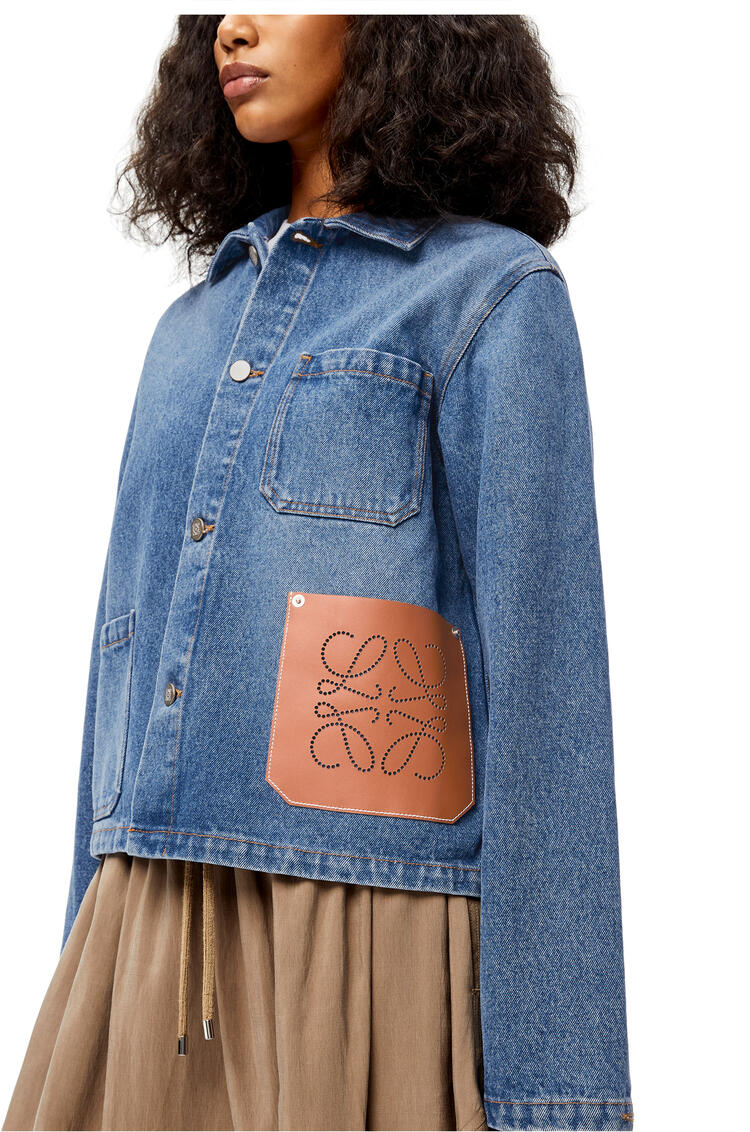 LOEWE Anagram short jacket in cotton Blue Denim